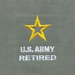 EMB- MINI U.S. ARMY RETIRED W / STAR (WHT) (FRONT LEFT PANEL) @