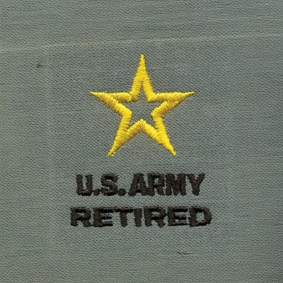 EMB- MINI U.S. ARMY RETIRED W / STAR (BLK) (FRONT LEFT PANEL ) @