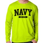 NAVY Arched Moisture Wicking Long Sleeve on Neon Yellow