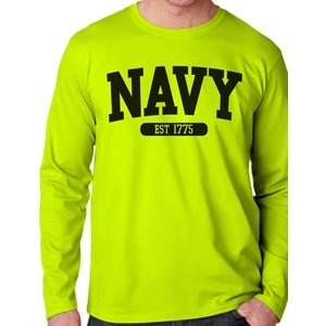 NAVY Arched Moisture Wicking Long Sleeve on Neon Yellow