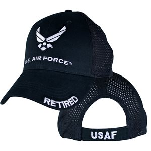 CAP-USAF W / WINGS RETIRED (NAVY MESH)